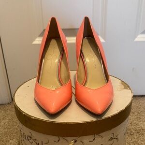 Jessica Simpson coral patent heels